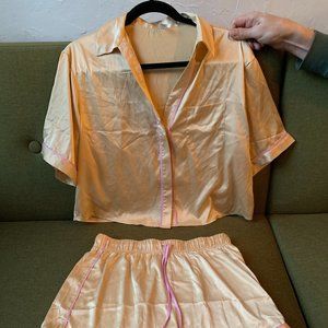 NEW NWOT Parade Set - Luxe Satin Sleep Button Up Top AND Easy Sleep Short Small